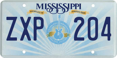 MS license plate ZXP204