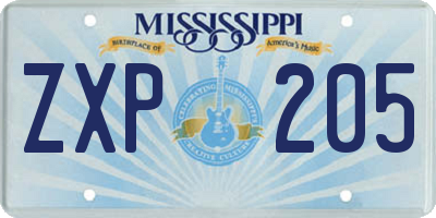 MS license plate ZXP205