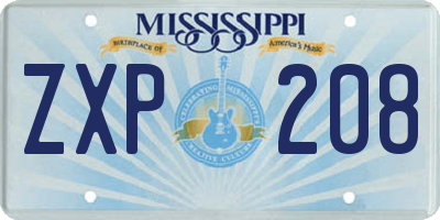 MS license plate ZXP208
