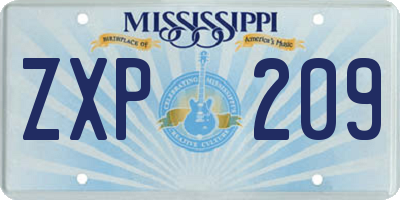 MS license plate ZXP209