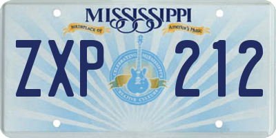 MS license plate ZXP212