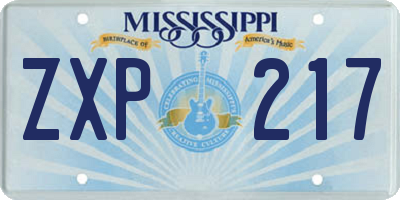 MS license plate ZXP217