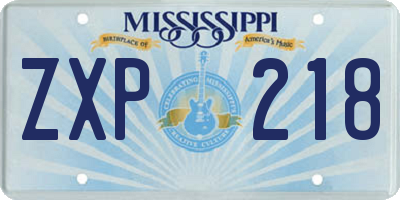 MS license plate ZXP218