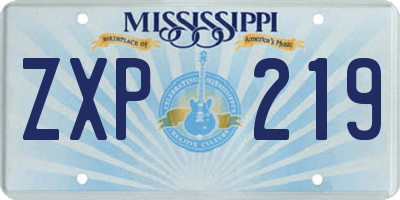 MS license plate ZXP219