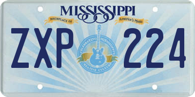 MS license plate ZXP224
