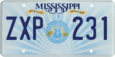 MS license plate ZXP231