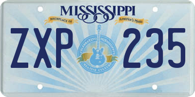 MS license plate ZXP235