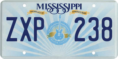 MS license plate ZXP238