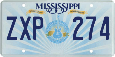 MS license plate ZXP274