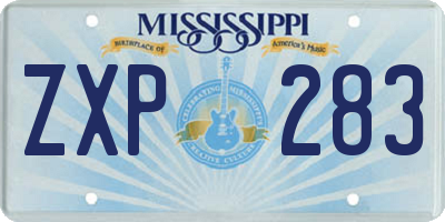 MS license plate ZXP283