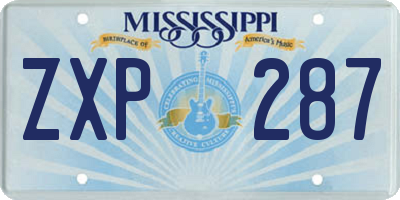 MS license plate ZXP287