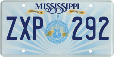 MS license plate ZXP292