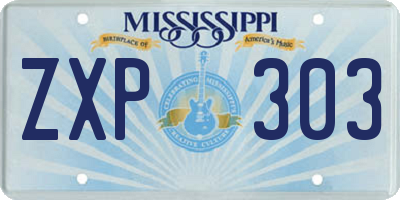 MS license plate ZXP303