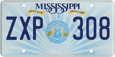 MS license plate ZXP308