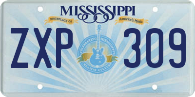 MS license plate ZXP309