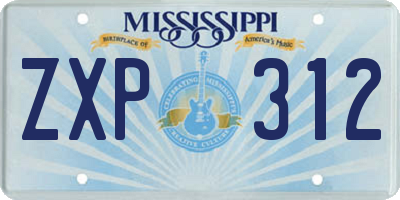 MS license plate ZXP312