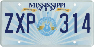 MS license plate ZXP314