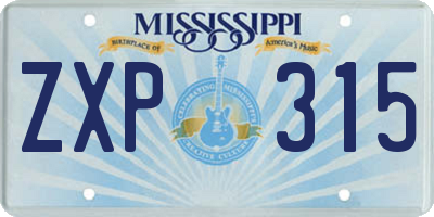 MS license plate ZXP315