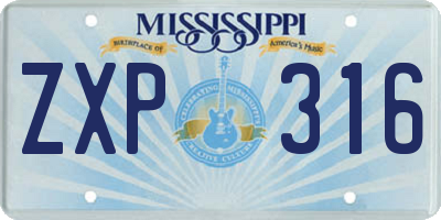 MS license plate ZXP316
