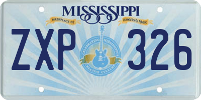 MS license plate ZXP326