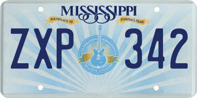 MS license plate ZXP342
