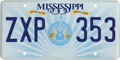 MS license plate ZXP353