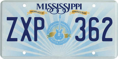 MS license plate ZXP362