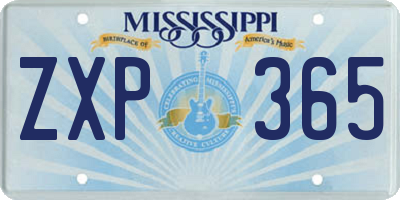 MS license plate ZXP365