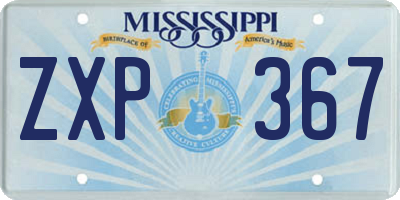 MS license plate ZXP367