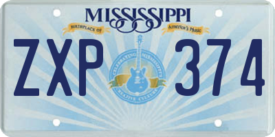 MS license plate ZXP374
