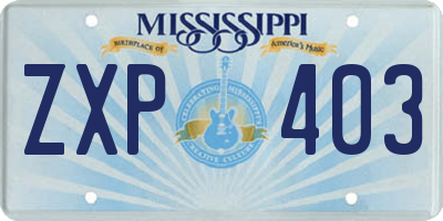 MS license plate ZXP403