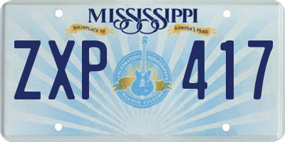 MS license plate ZXP417