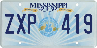 MS license plate ZXP419