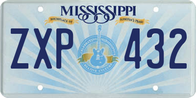 MS license plate ZXP432