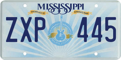 MS license plate ZXP445
