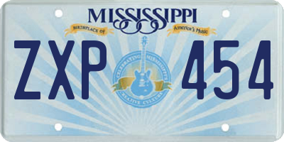 MS license plate ZXP454