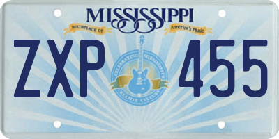 MS license plate ZXP455