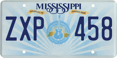 MS license plate ZXP458
