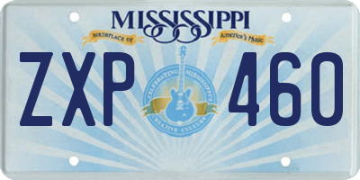 MS license plate ZXP460