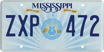 MS license plate ZXP472