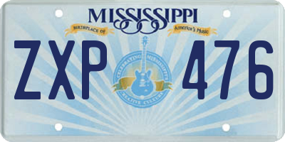 MS license plate ZXP476