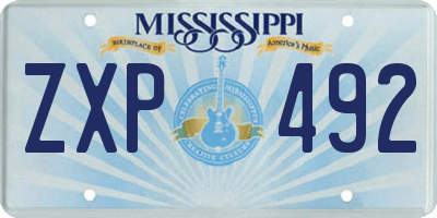 MS license plate ZXP492