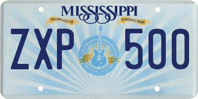 MS license plate ZXP500