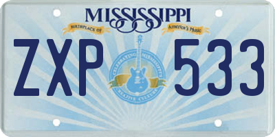 MS license plate ZXP533