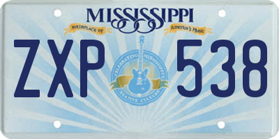 MS license plate ZXP538