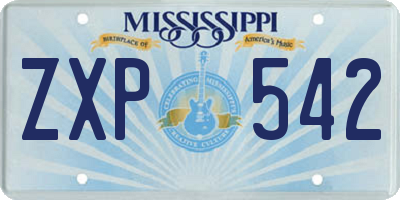 MS license plate ZXP542