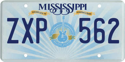MS license plate ZXP562