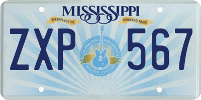 MS license plate ZXP567