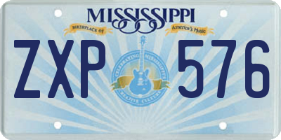 MS license plate ZXP576