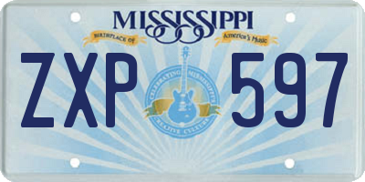 MS license plate ZXP597
